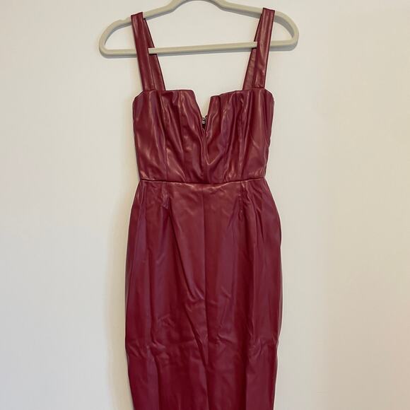 Nookie Leona Mini Faux Leather Midi Dress Red Wine Size Small $359 MSRP - Picture 1 of 8